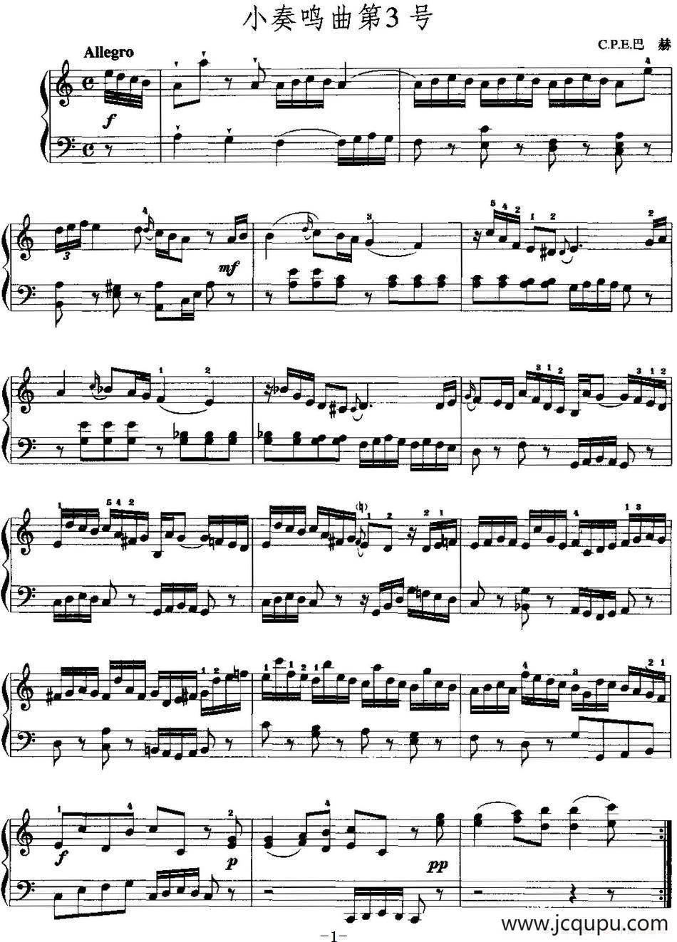 手风琴复调作品：小奏鸣曲第3号简谱