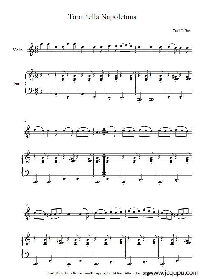 Tarantella Napoletana（小提琴+钢琴伴奏）简谱