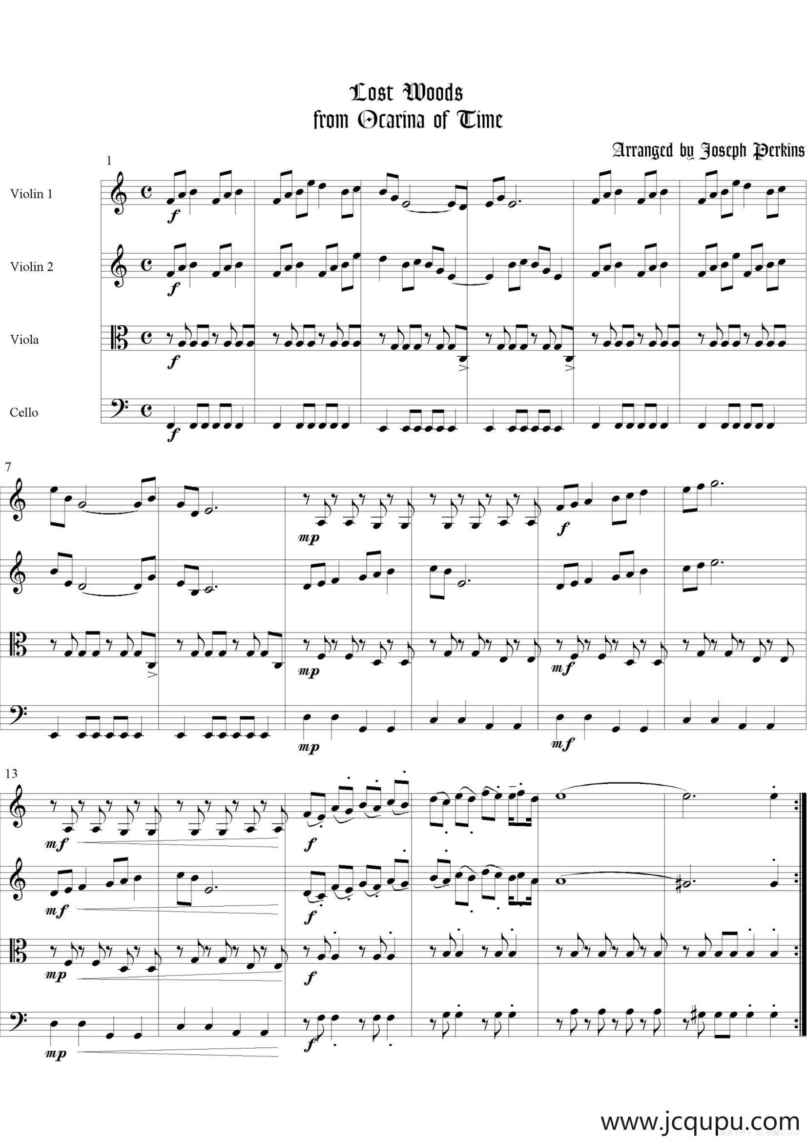 Lost Woods（弦乐四重奏总谱+分谱）简谱