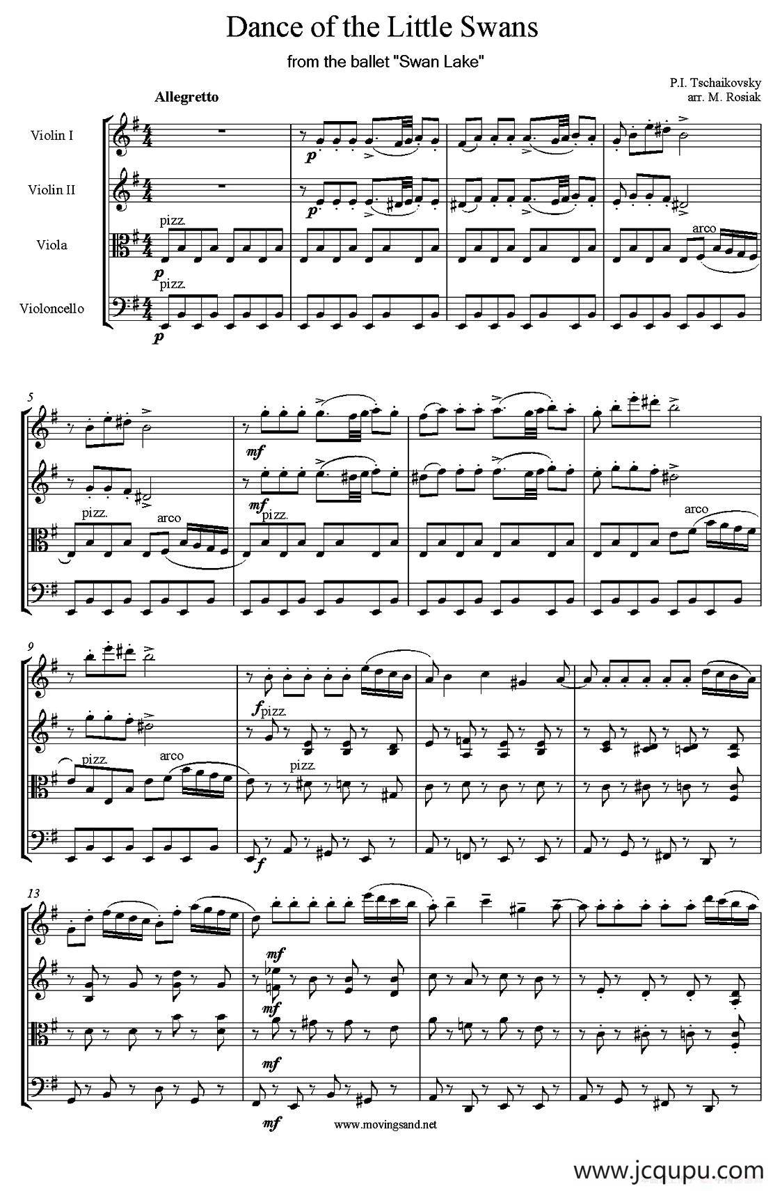 Dance of the Little Swans（四只小天鹅）（弦乐四重奏）简谱