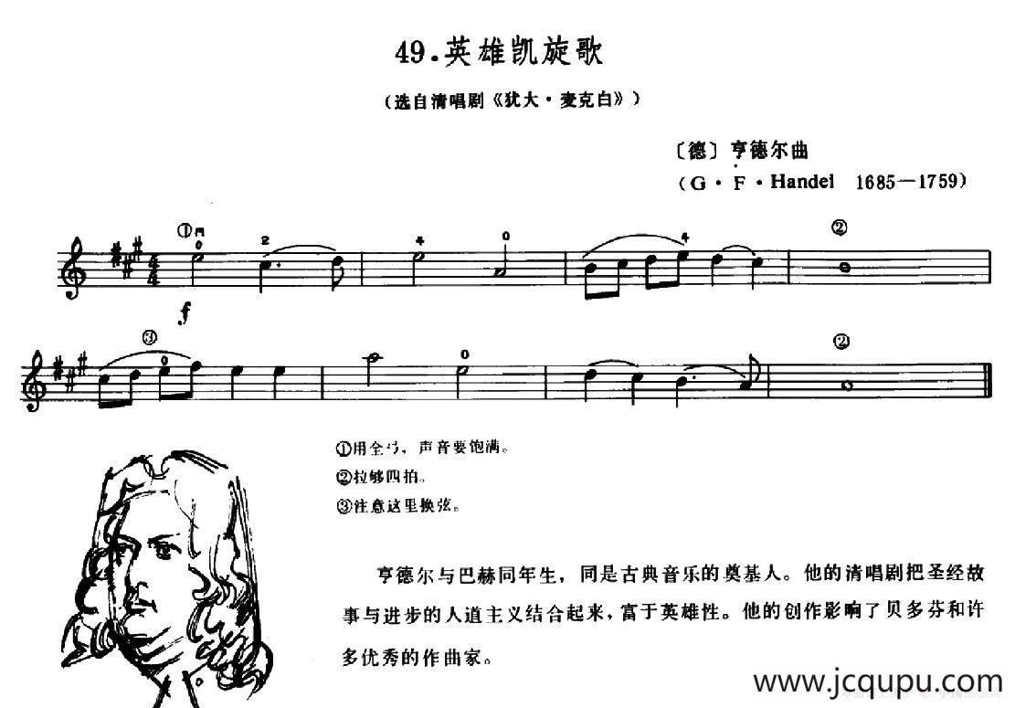 学琴之路练习曲49、英雄凯旋歌简谱