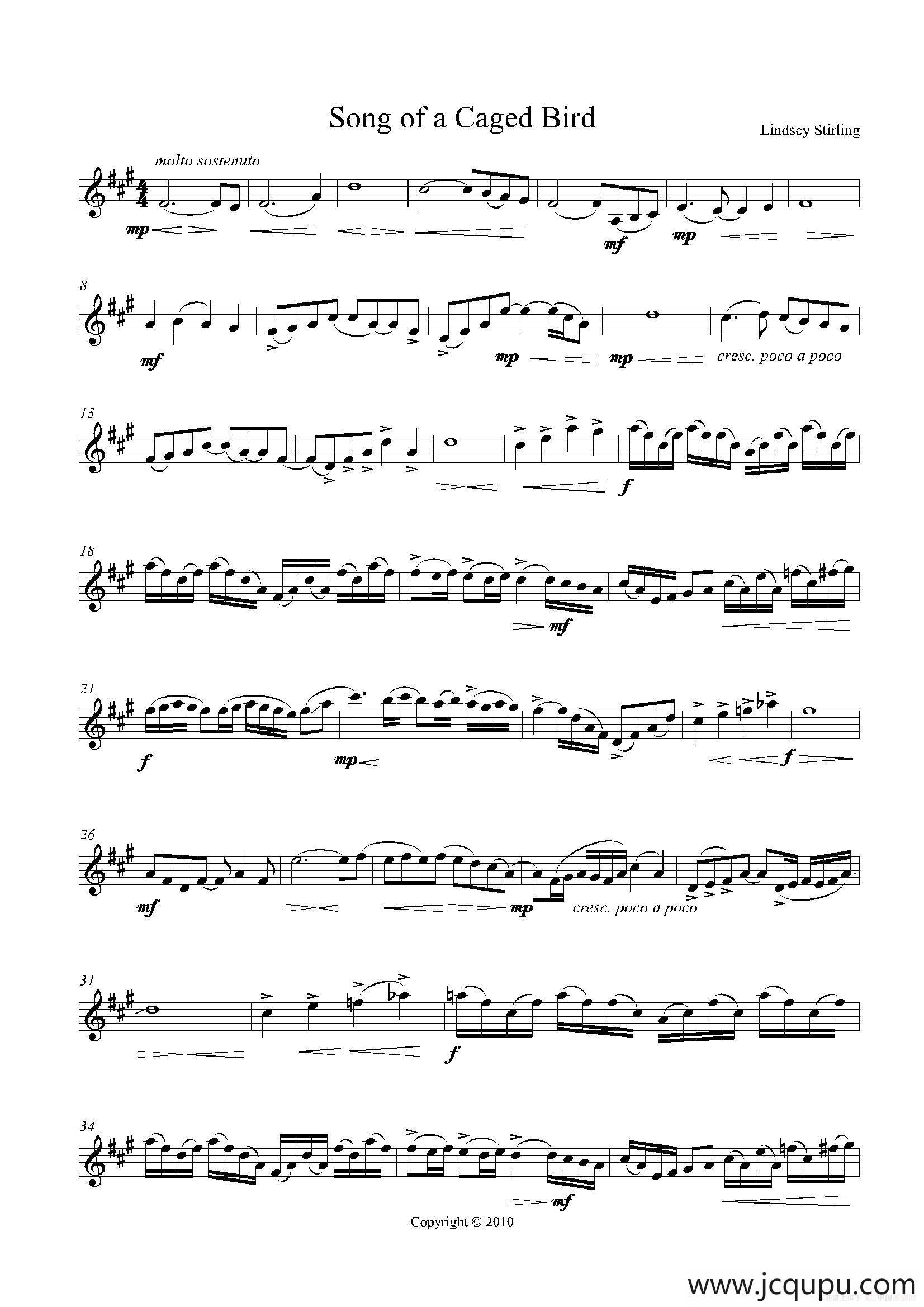 Song of a Caged Bird简谱