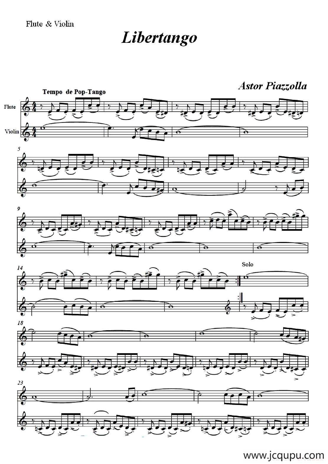 Libertango（长笛+小提琴二重奏）简谱