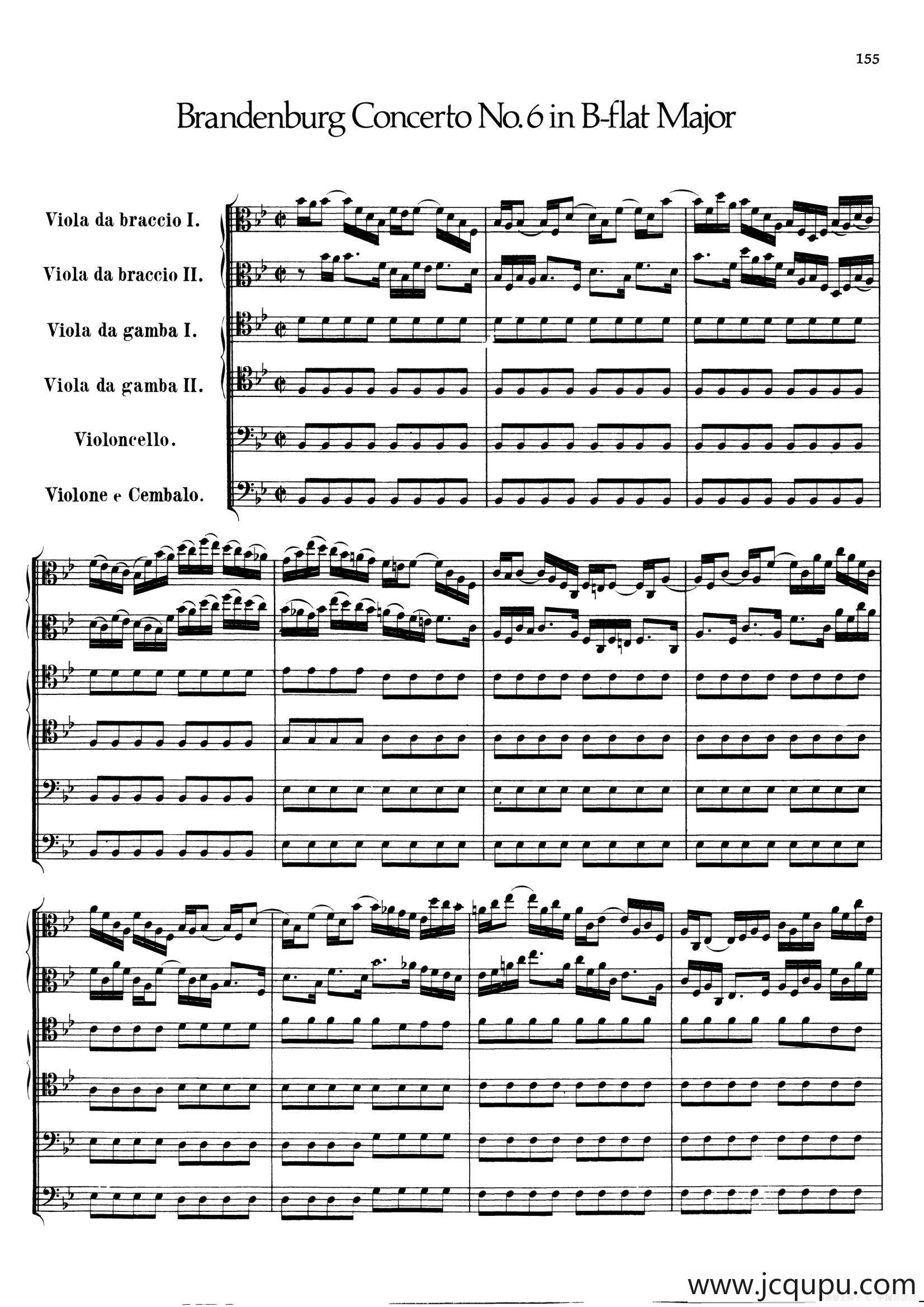 Brandenburg Concerto No.6 in B-flat Major（勃兰登堡协奏曲第六号）简谱