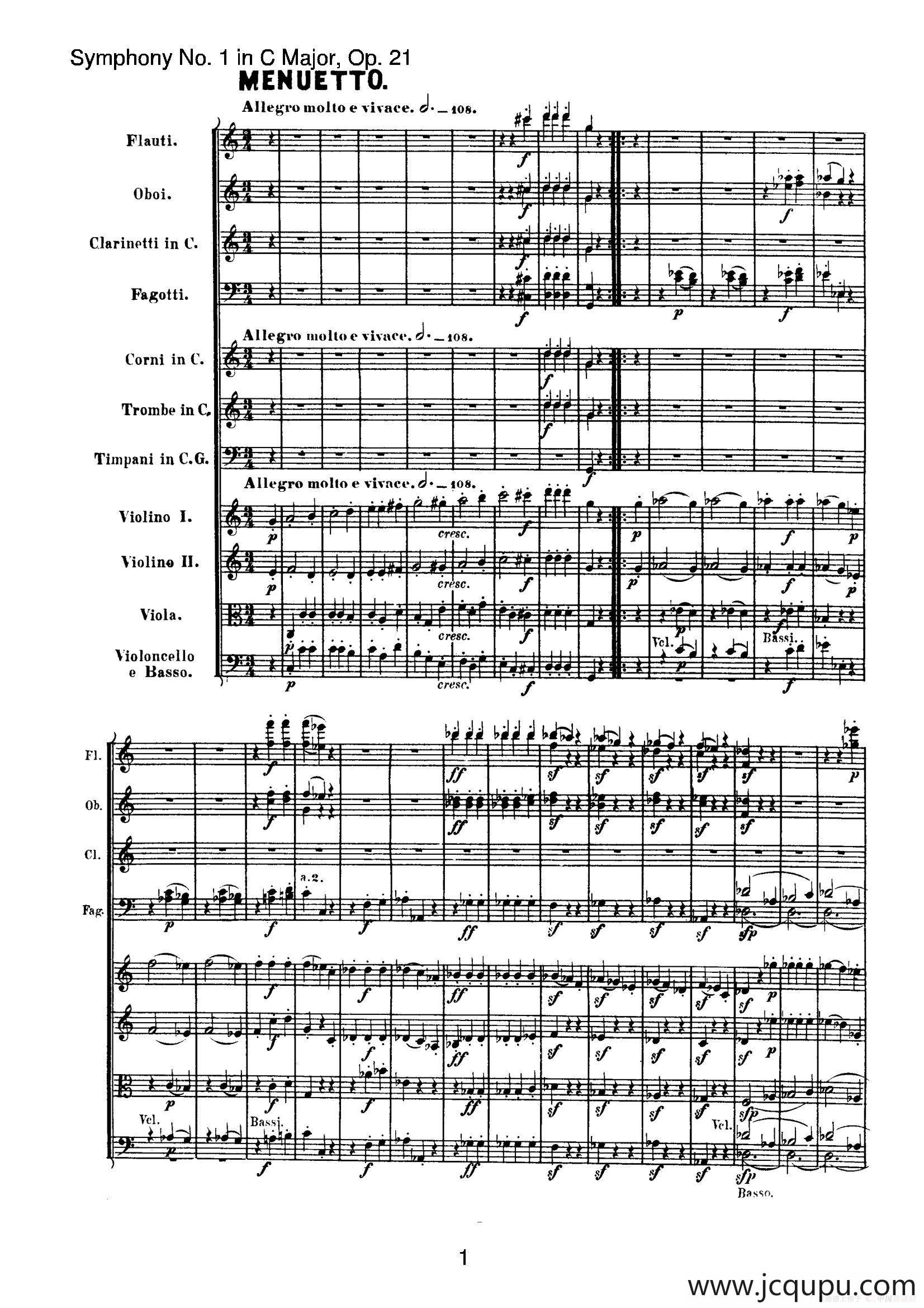 Symphony No.1 in C Major Op.21（Ⅲ）（交响乐总谱）简谱