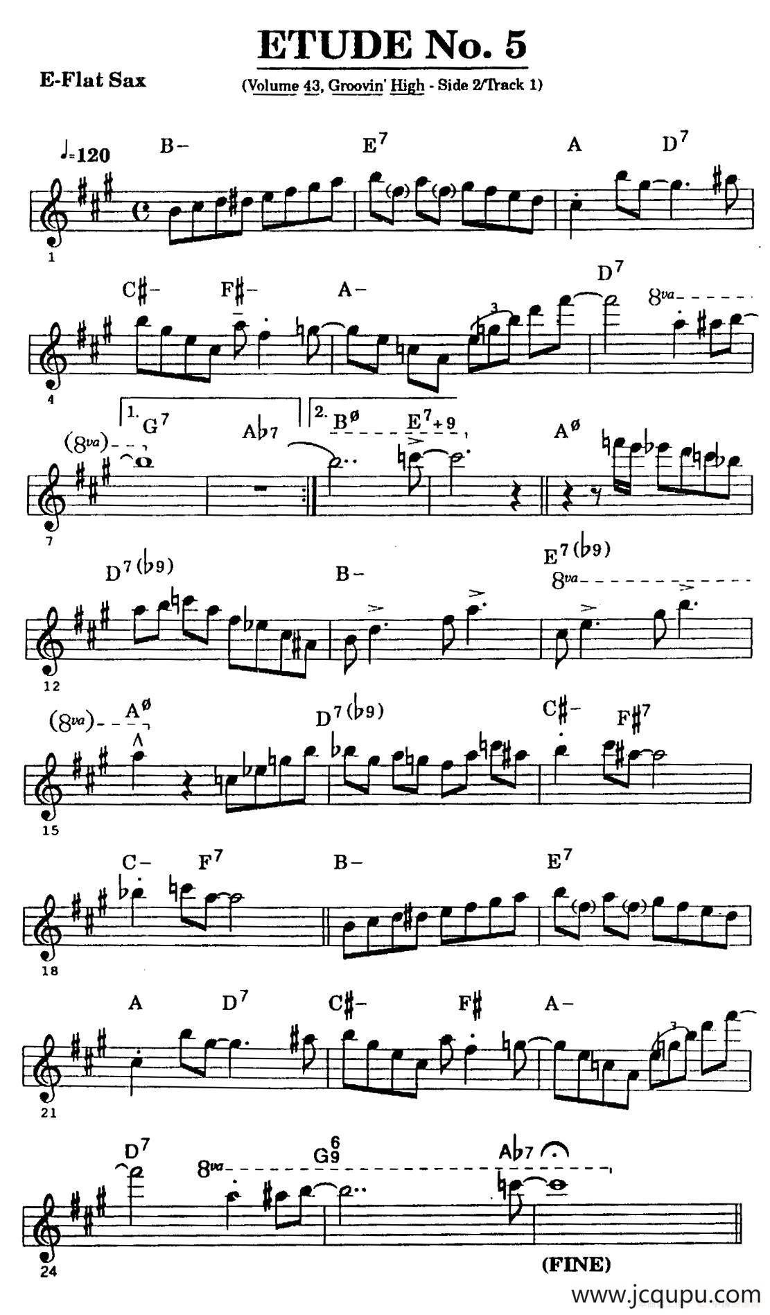 ETUDE No.5（中音萨克斯超吹练习曲）简谱