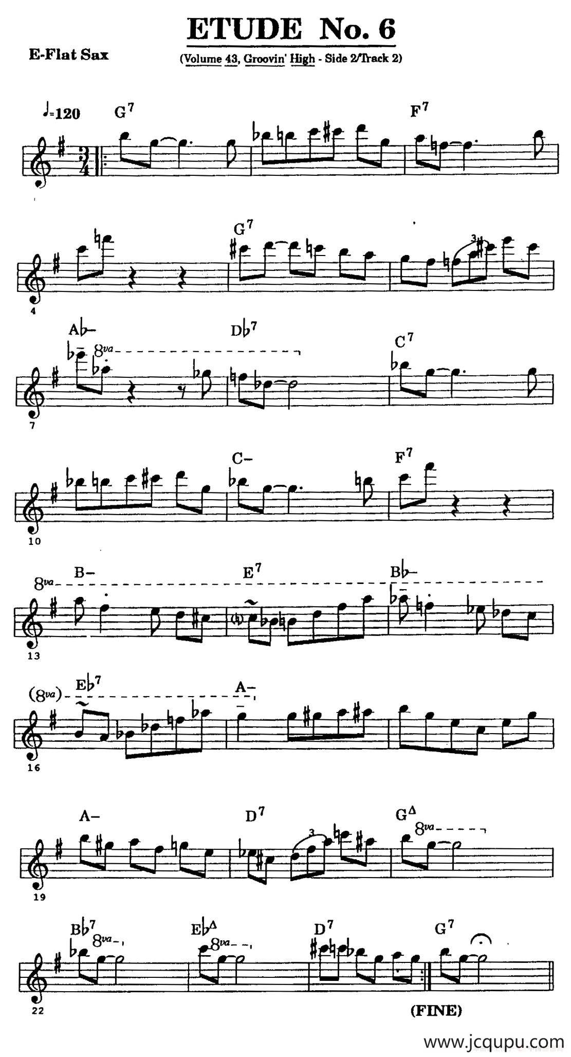 ETUDE No.6（中音萨克斯超吹练习曲）简谱