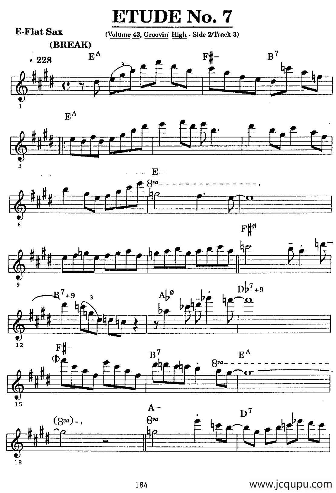 ETUDE No.7（中音萨克斯超吹练习曲）简谱
