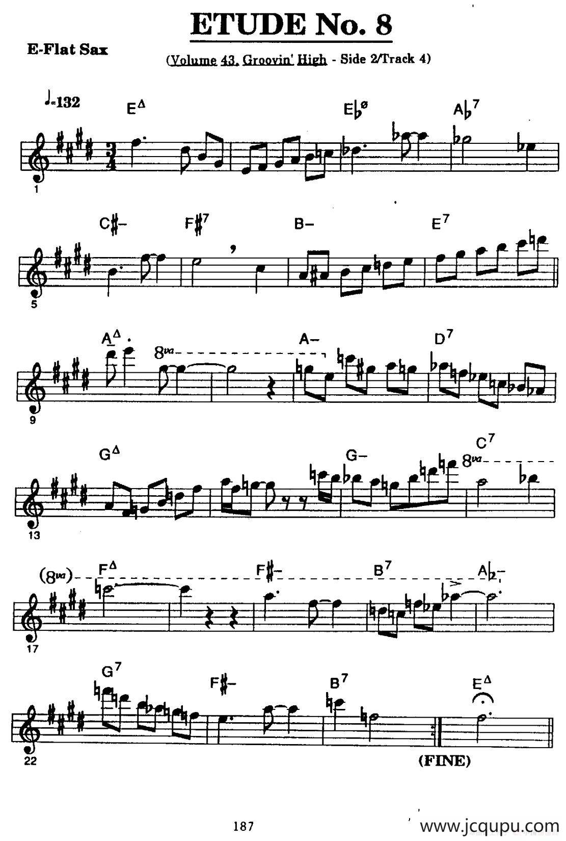 ETUDE No.8（中音萨克斯超吹练习曲）简谱