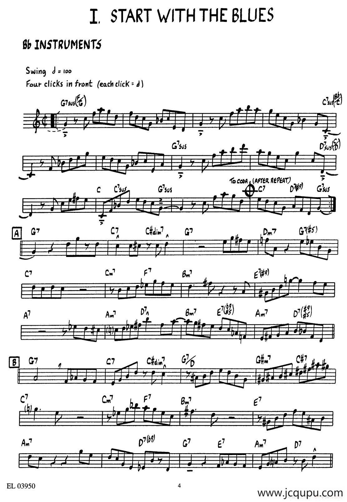 START WITH THE BLUES简谱