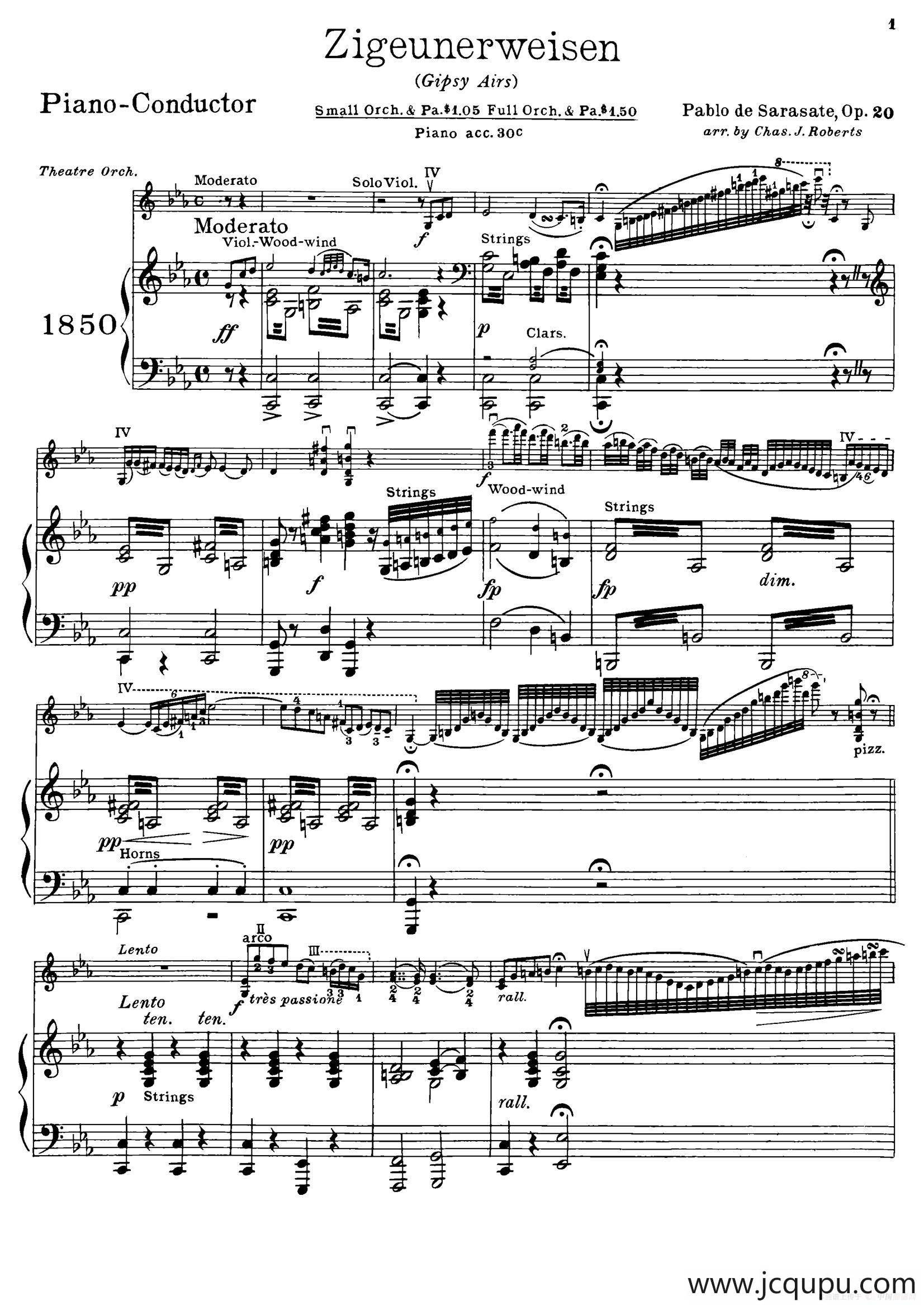 Zigeunerweisen（Gipsy Airs）（小提琴+钢琴伴奏）简谱