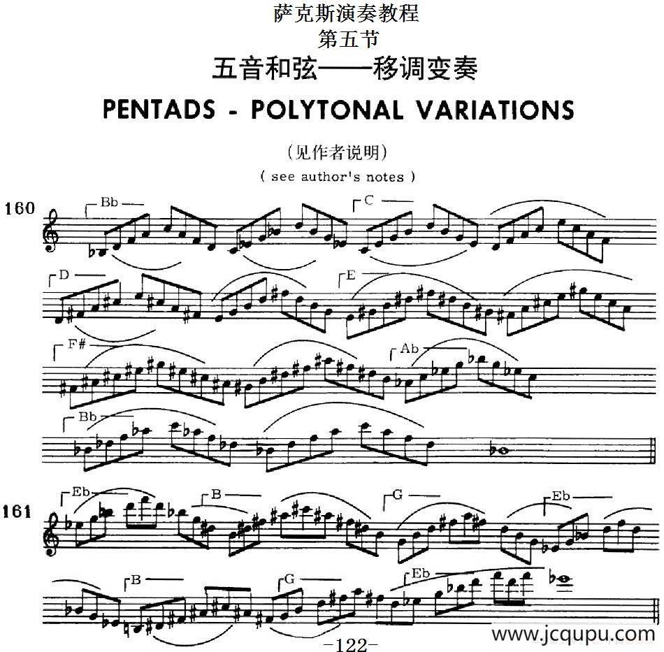 萨克斯演奏教程第五节（五音和弦-移调变奏）简谱