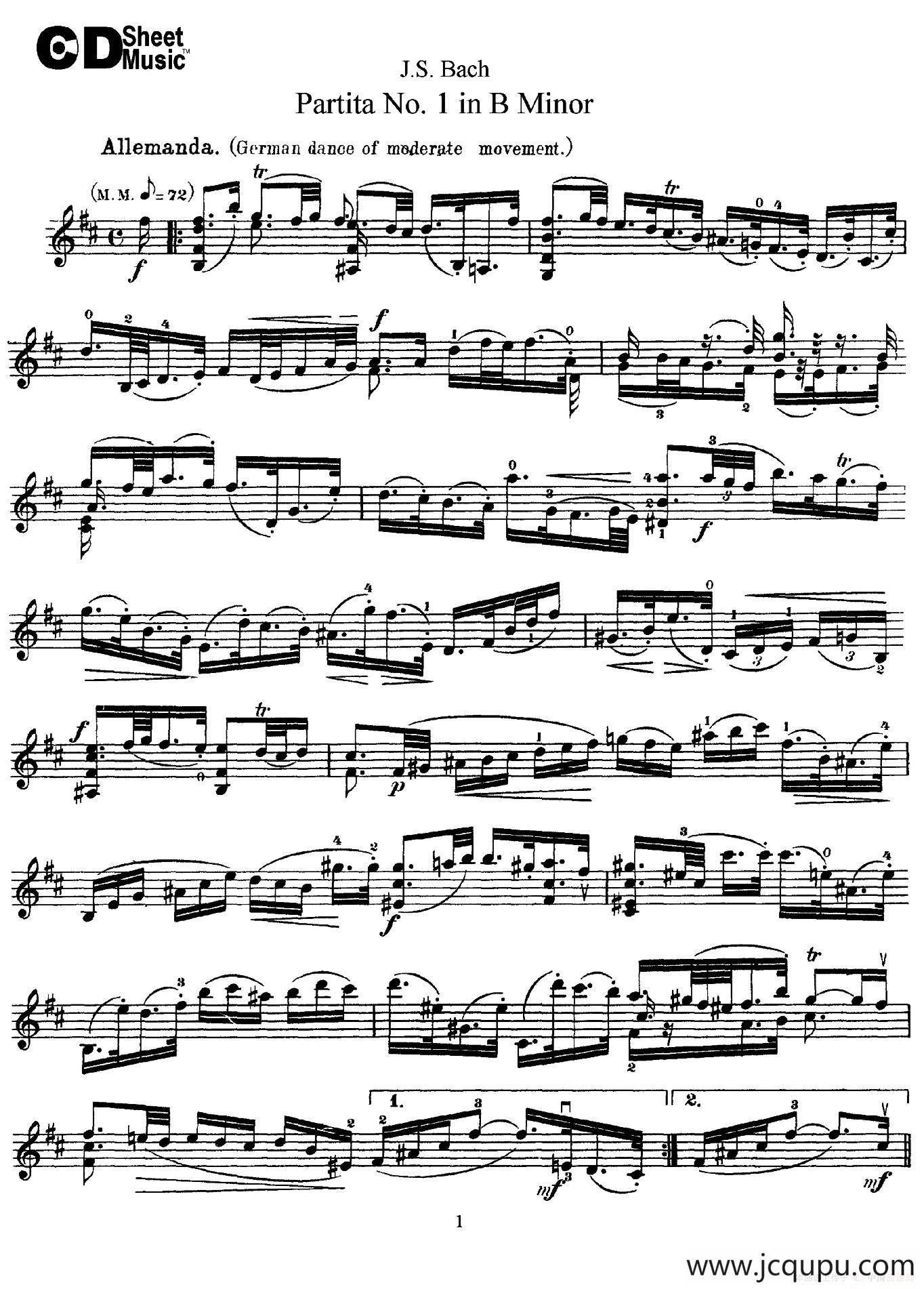 6 Violin Sonatas and Partitas 2.Partita No.1 B Minor简谱