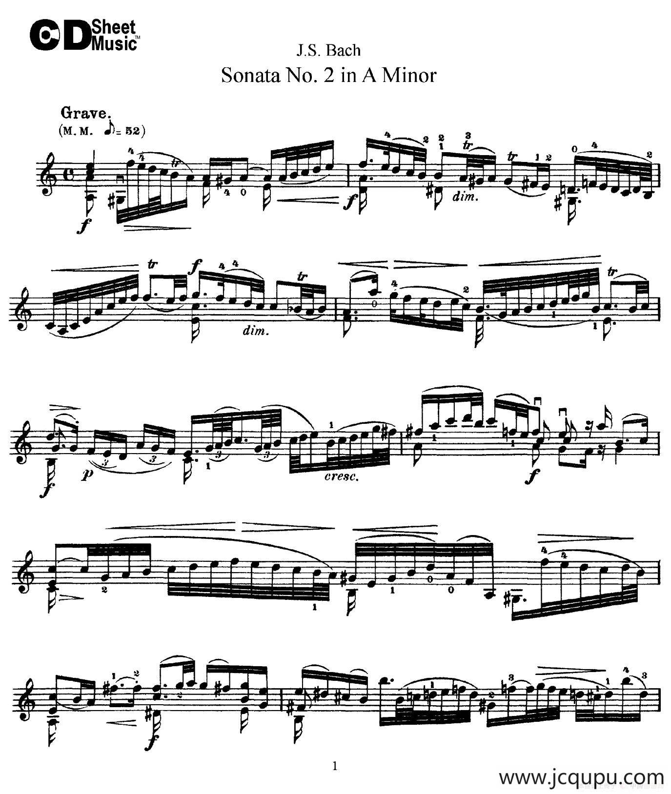 6 Violin Sonatas and Partitas 3.Sonata No.2 A Minor简谱