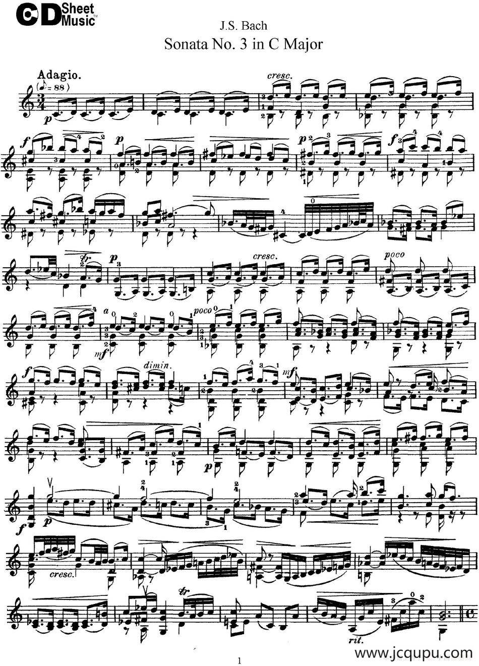 6 Violin Sonatas and Partitas 5.Sonata No.3 in C Major简谱