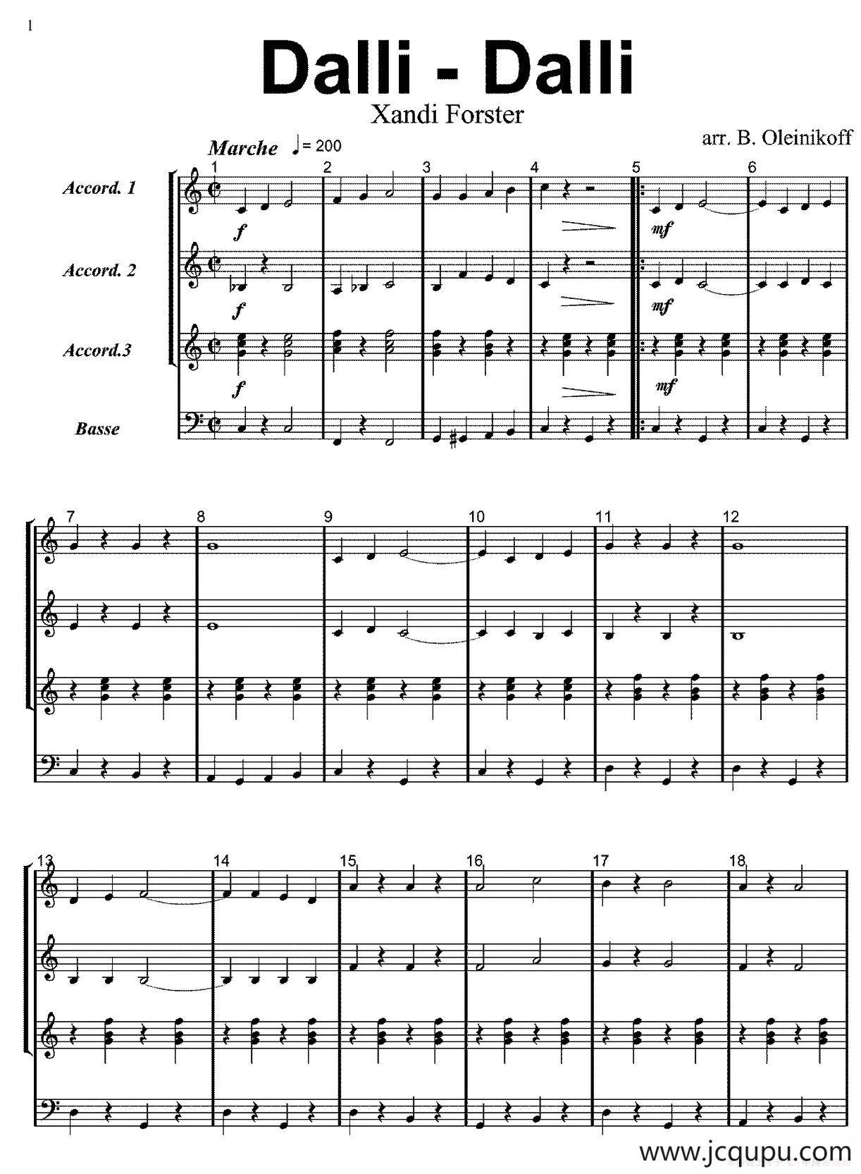 达利，达利（Dalli-Dalli ）（三重奏）简谱