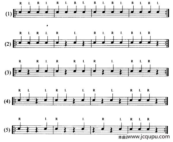 30条架子鼓小鼓的基本功练习简谱