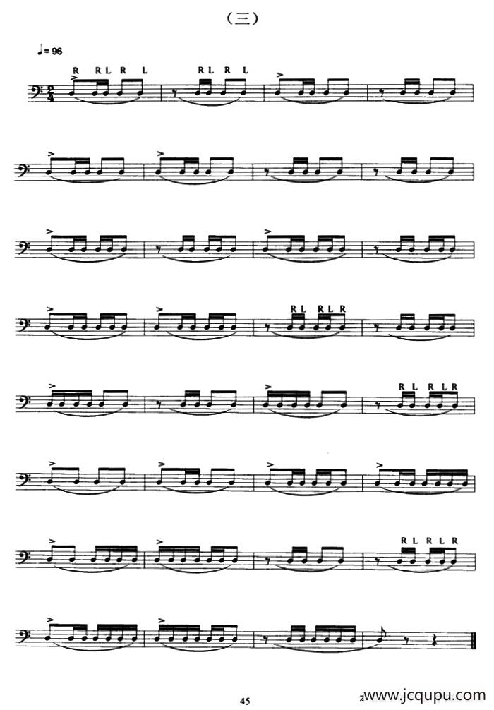 架子鼓小鼓练习曲（三——五）简谱