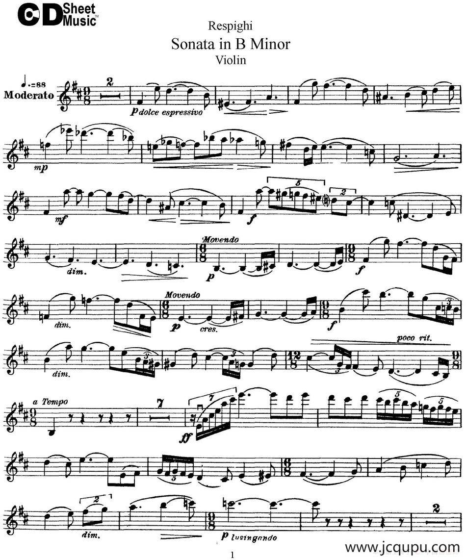 Violin Sonata in B Minor简谱