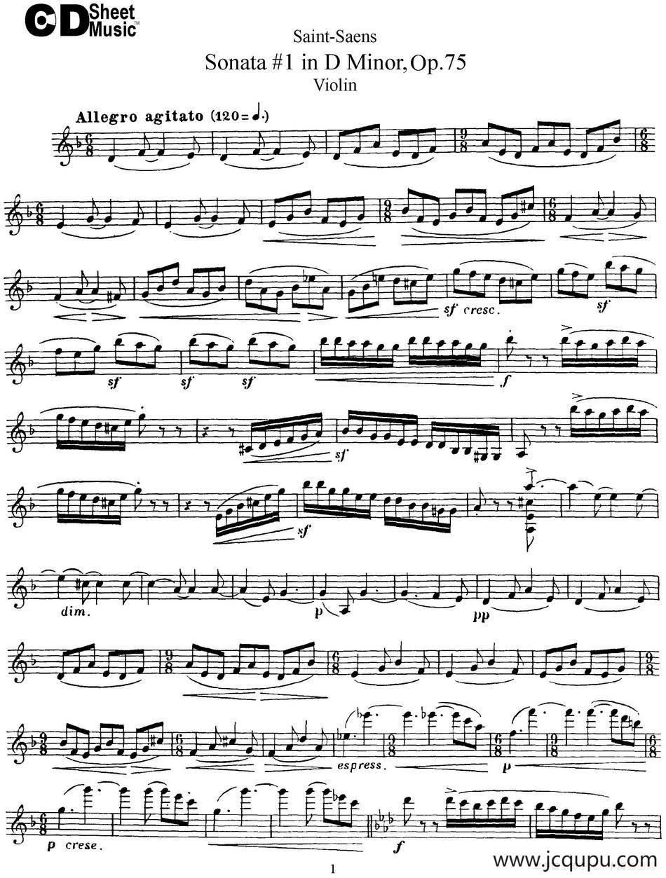 Violin Sonata No.1 in D Minor Op.75简谱