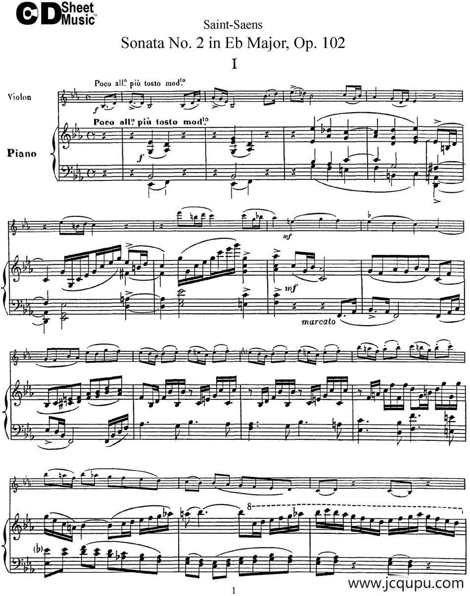 Violin Sonata No.2 in Eb Major Op.102（小提琴+钢琴伴奏）简谱