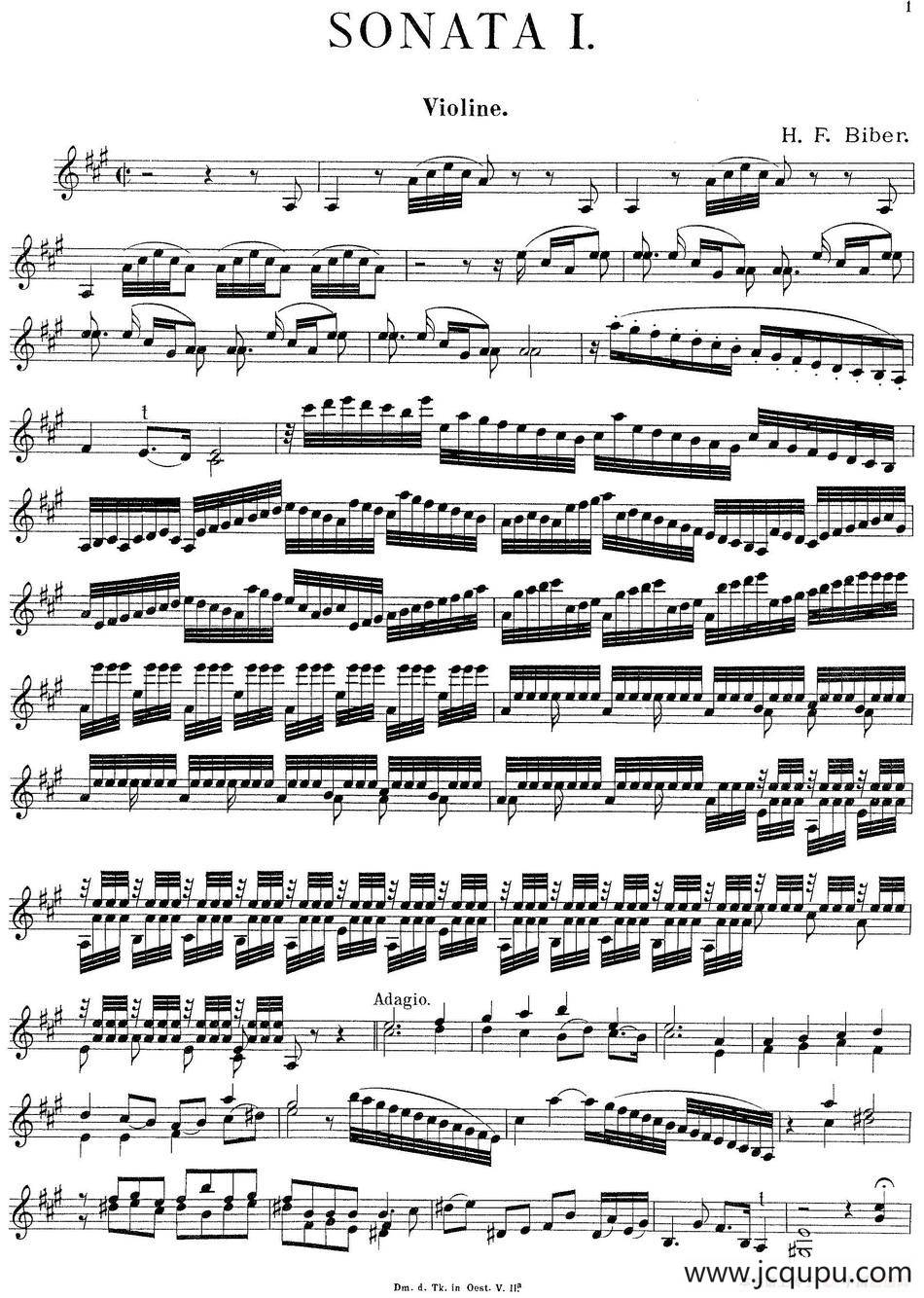 Biber Violin Sonata I简谱