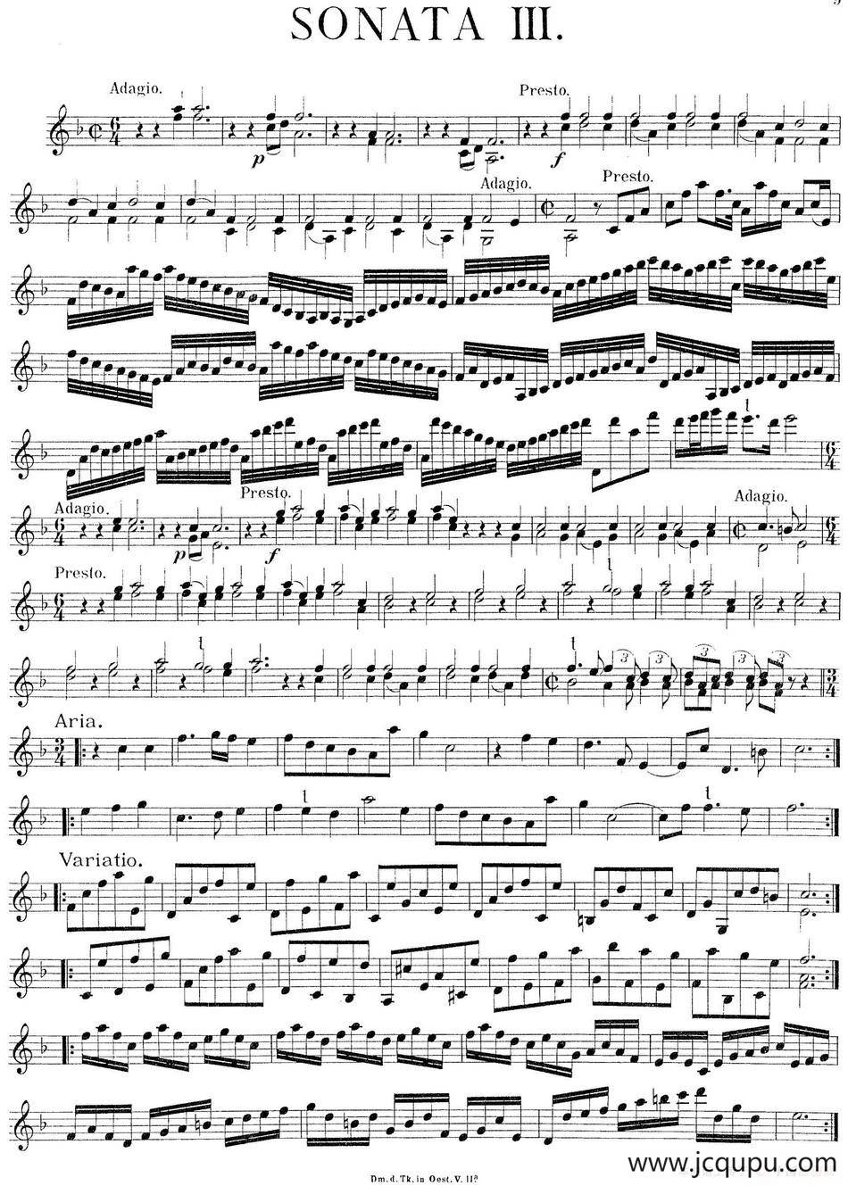 Biber Violin Sonata III简谱