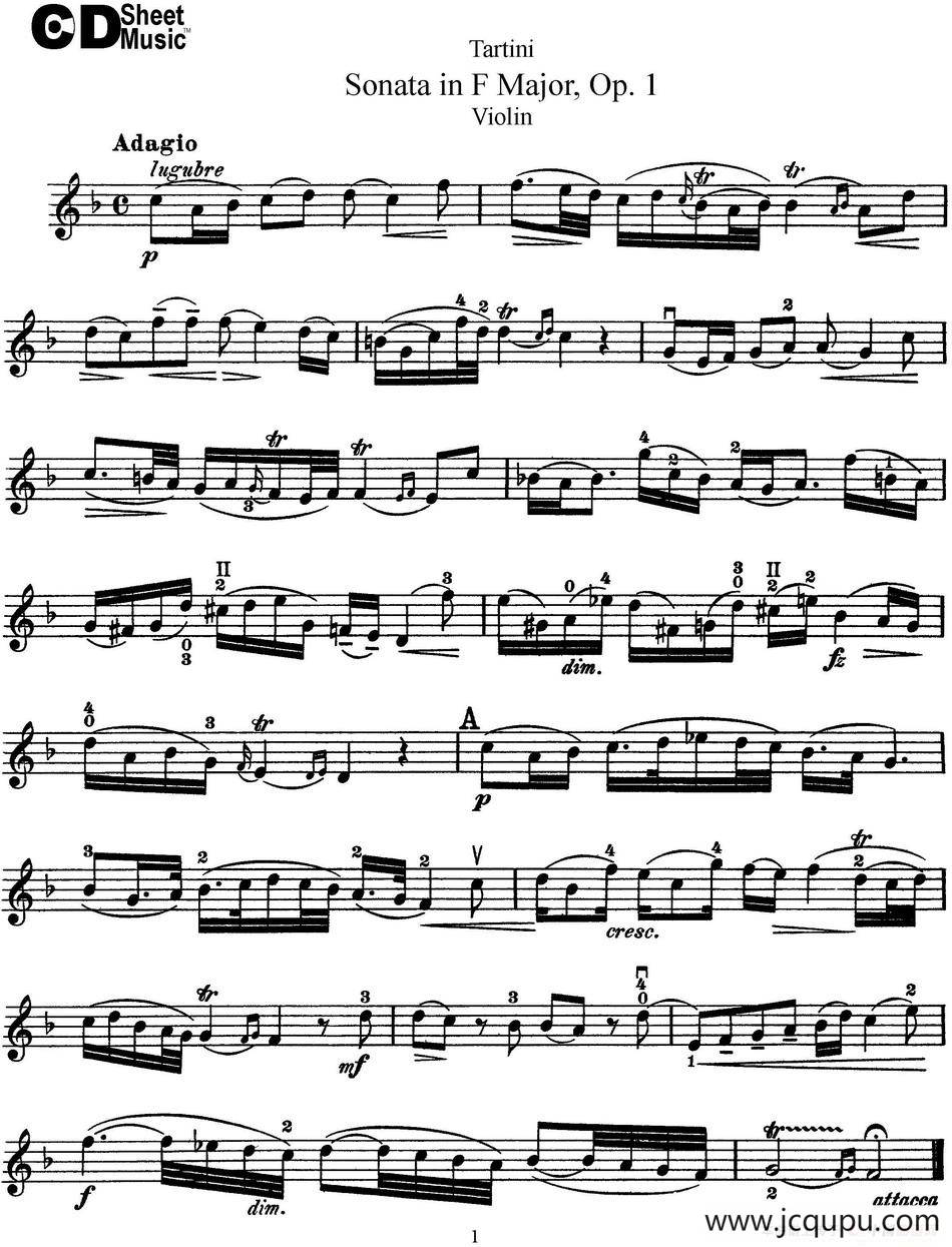 Violin Sonata in F Major Op.1简谱
