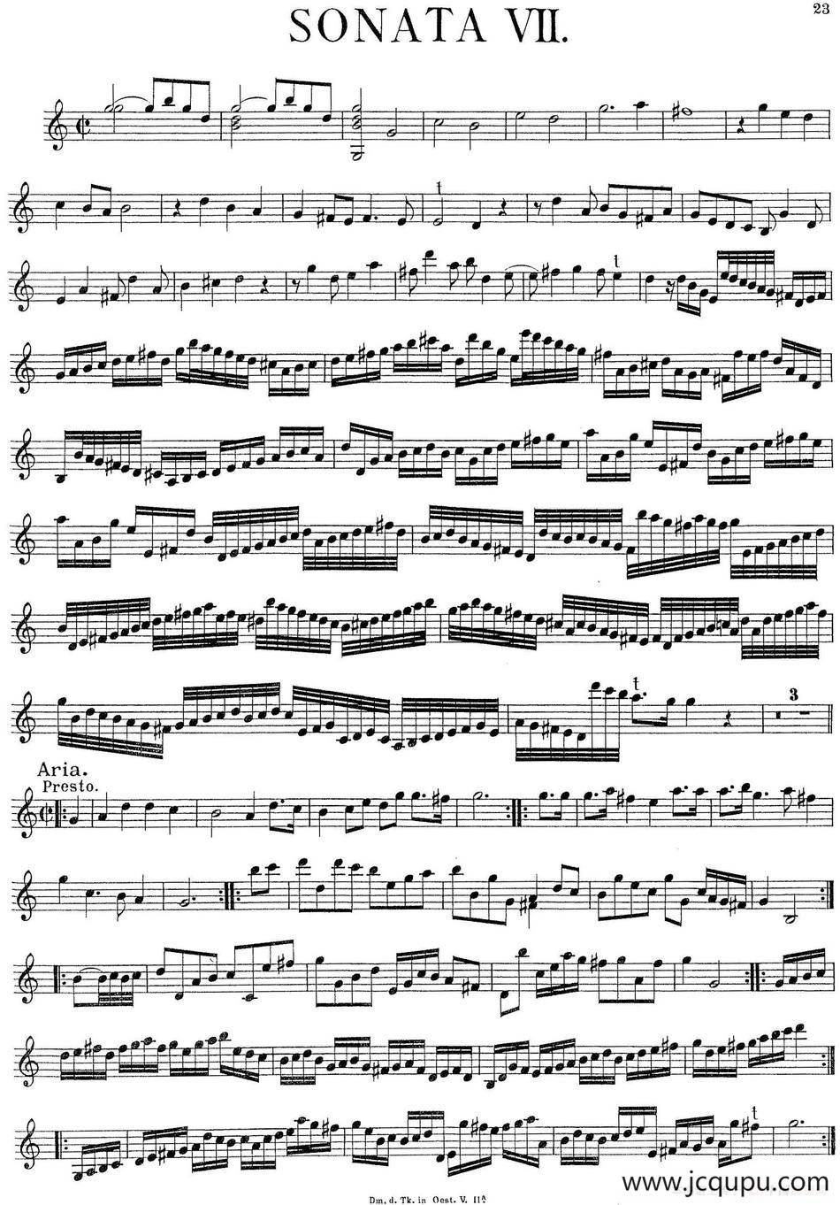 Biber Violin Sonata VII简谱