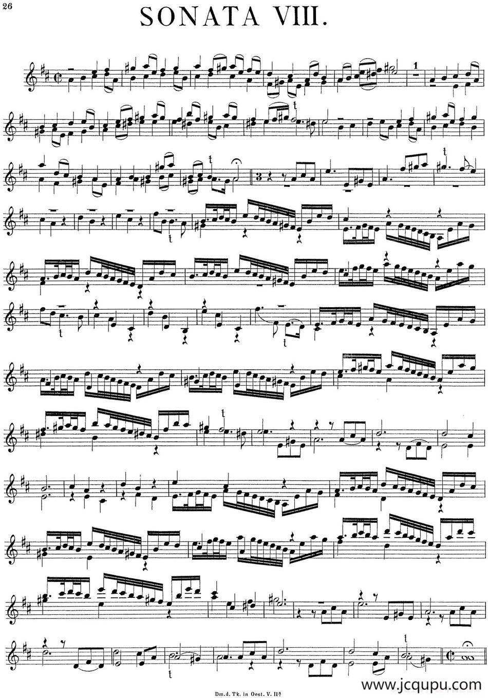 Biber Violin Sonata VIII简谱