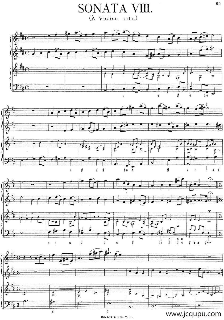 Biber Violin Sonata VIII（小提琴+钢琴伴奏）简谱