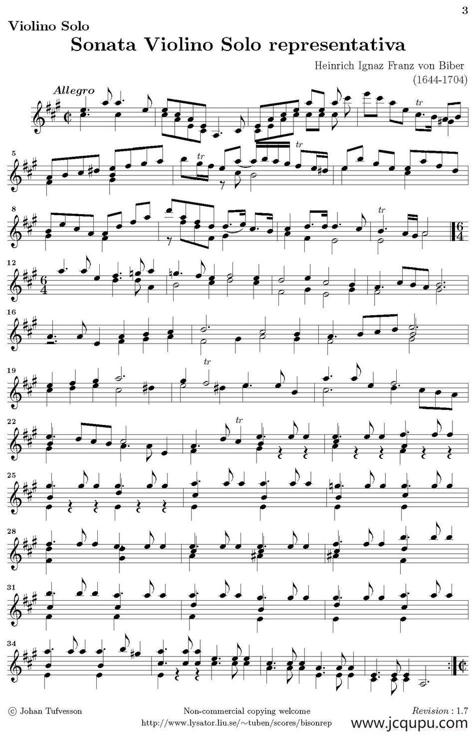 Sonata Violino Solo representativa简谱