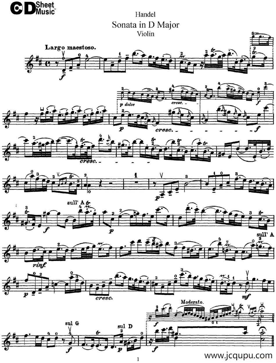 Violin Sonata No.4 in D major简谱