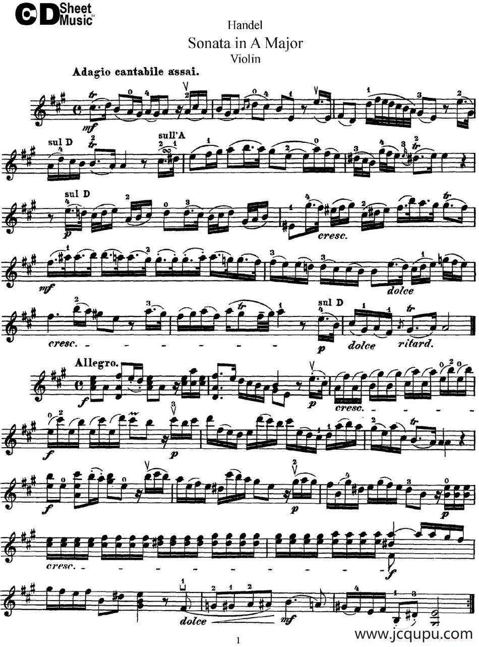 Violin Sonata No.5 in A major简谱