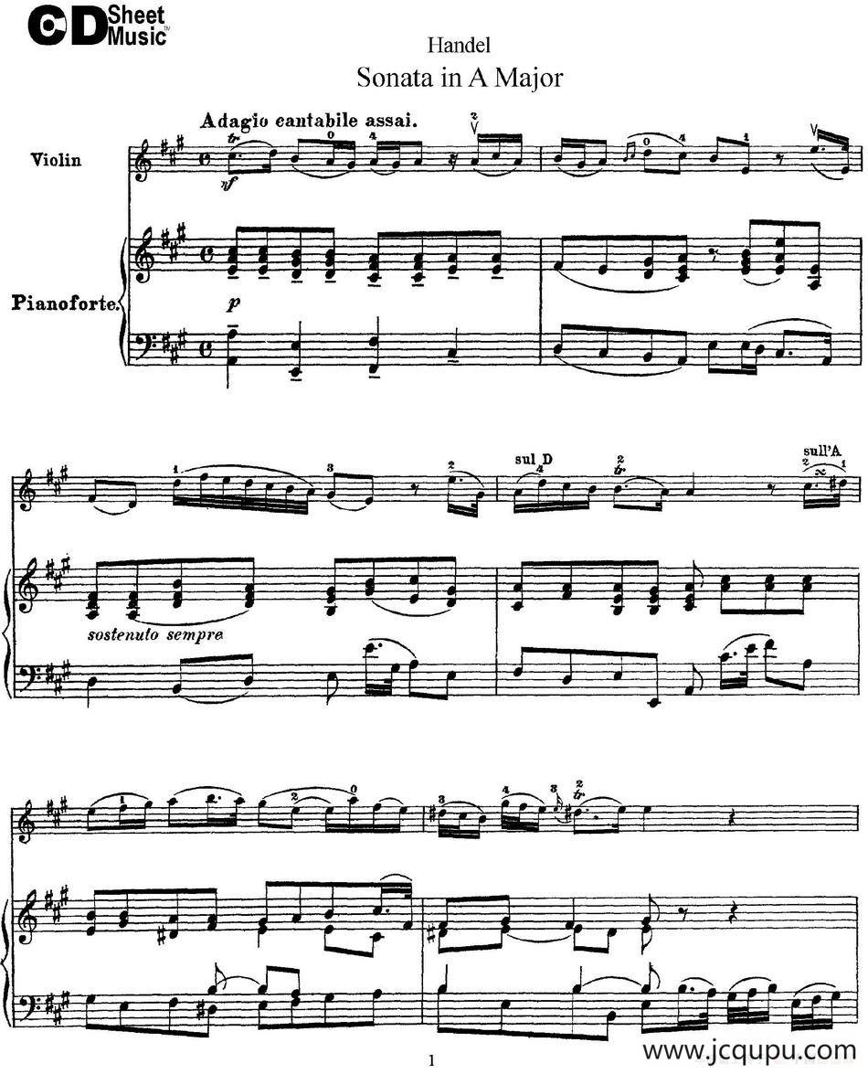 Violin Sonata No.5 in A major（小提琴+钢琴伴奏）简谱