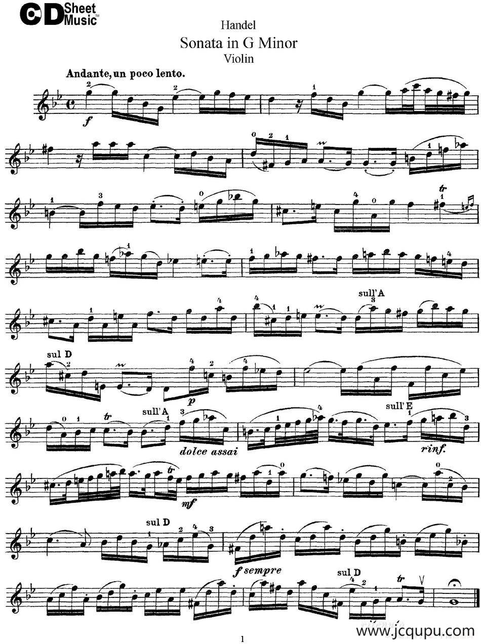 Violin Sonata No.2 in G minor简谱