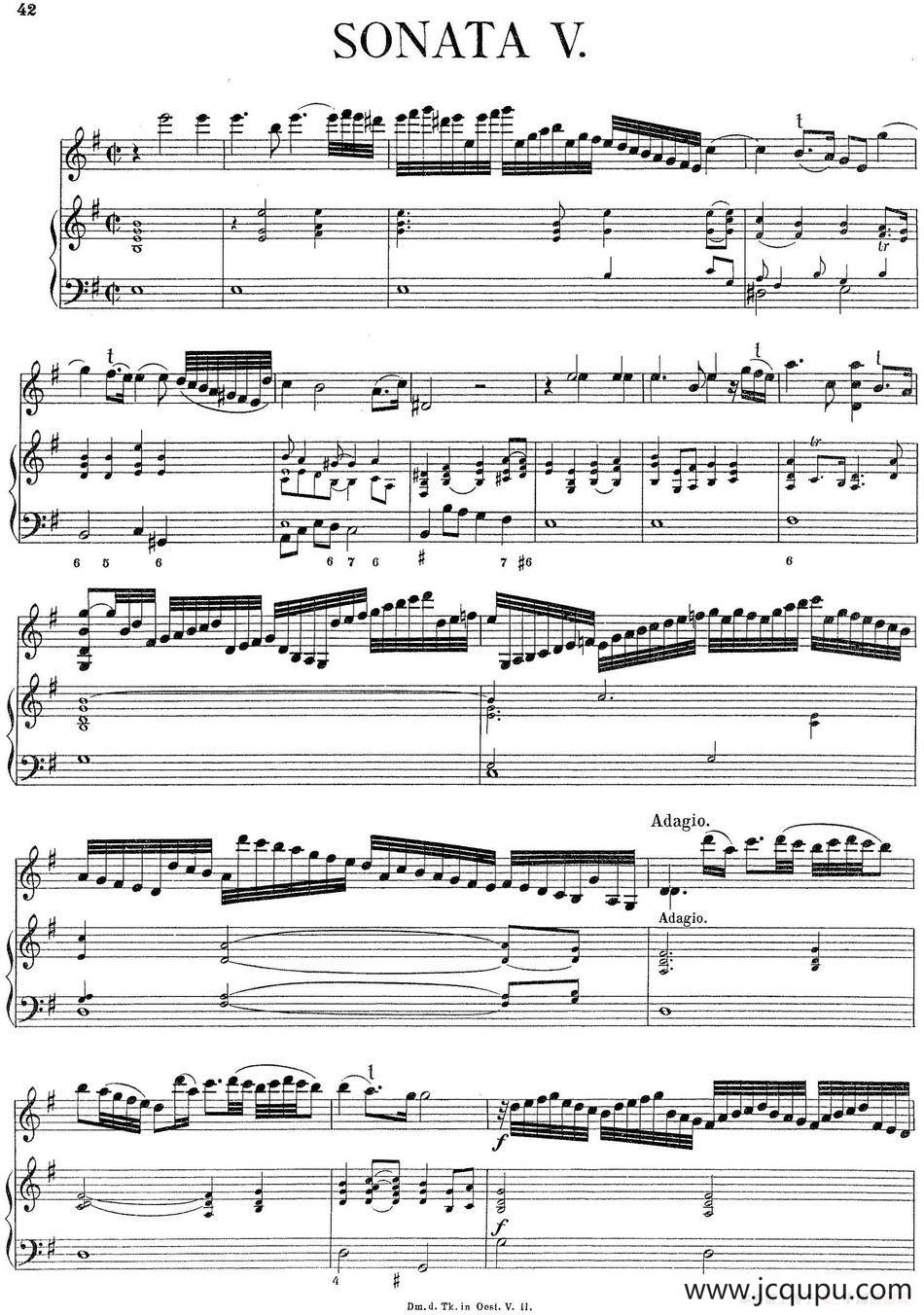 Biber Violin Sonata V（小提琴+钢琴伴奏）简谱