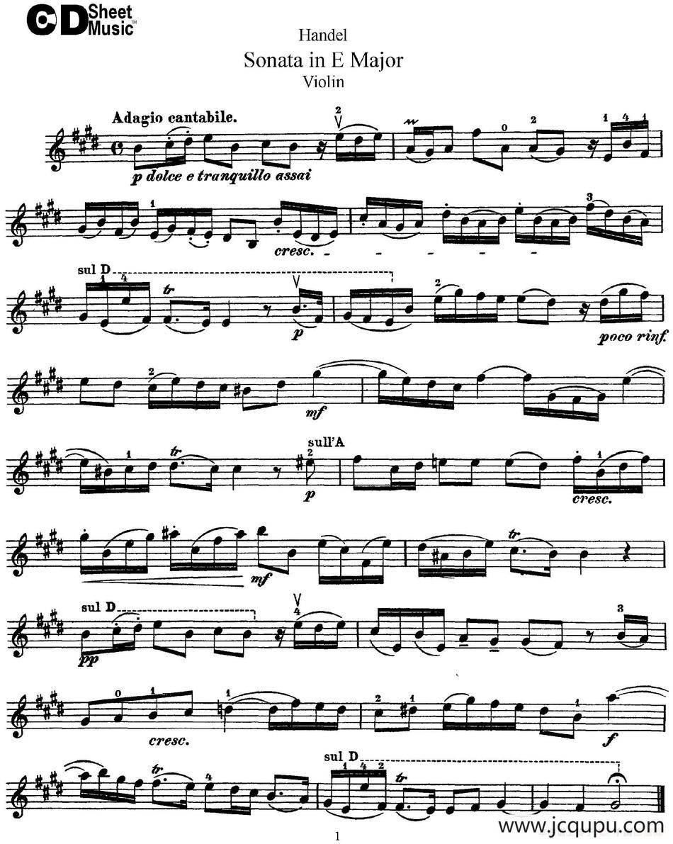 Violin Sonata No.6 in E major简谱