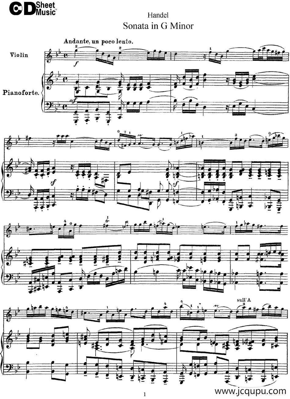 Violin Sonata No.2 in G minor（小提琴+钢琴伴奏）简谱