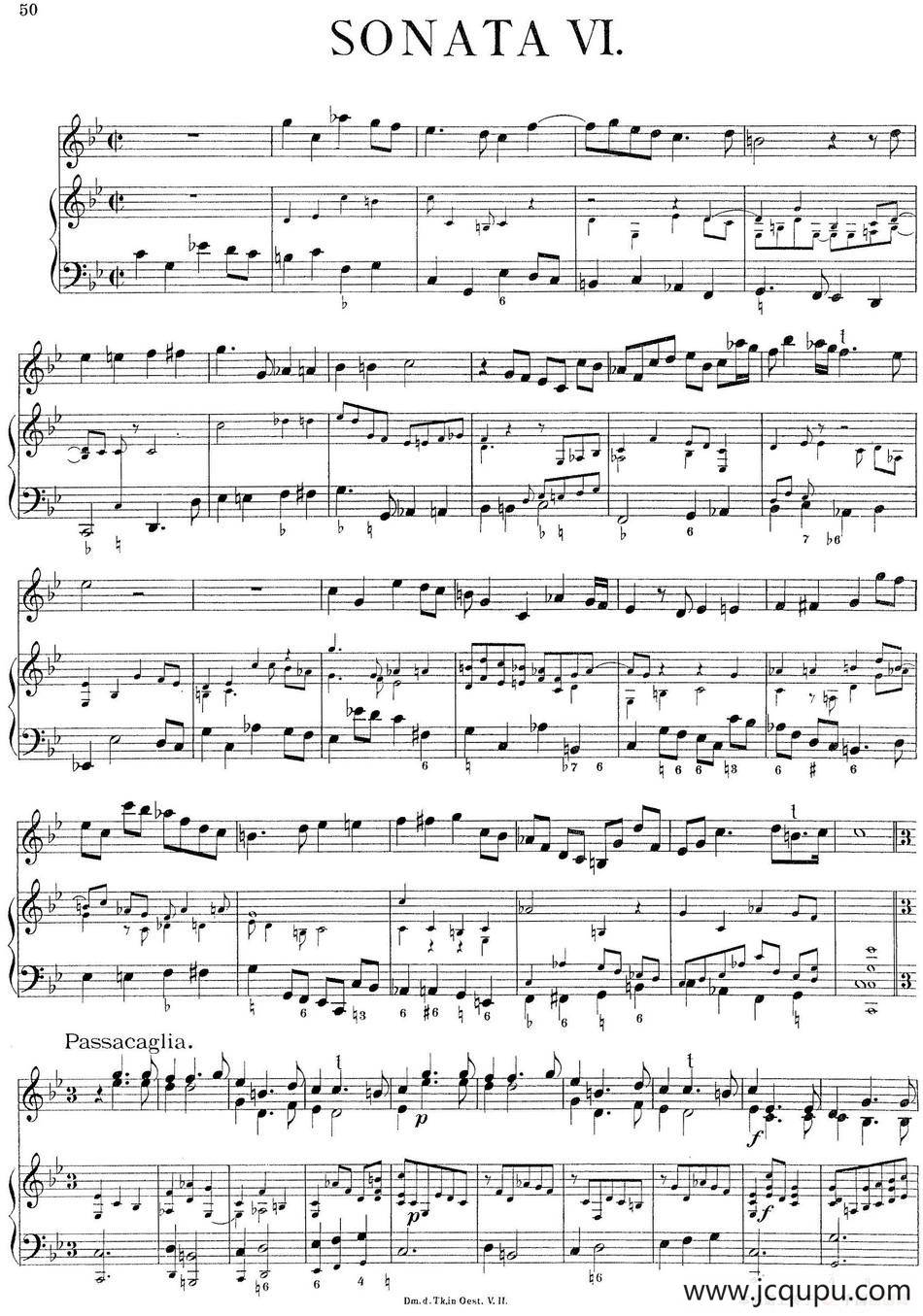 Biber Violin Sonata VI（小提琴+钢琴伴奏）简谱