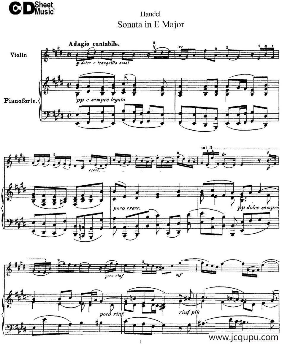 Violin Sonata No.6 in E major（小提琴+钢琴伴奏）简谱