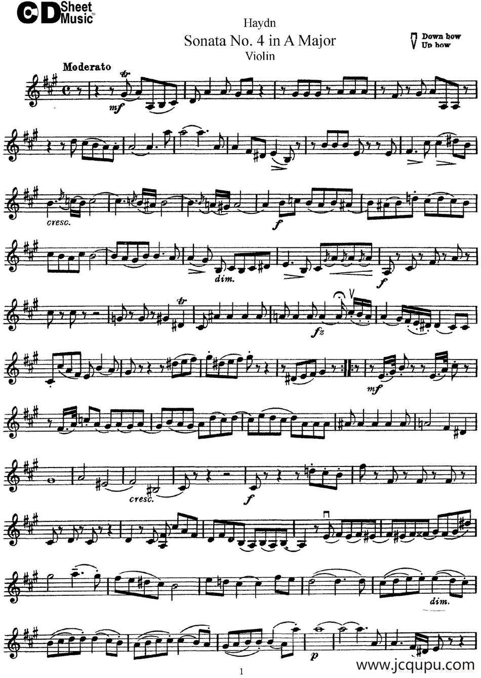 Violin Sonata No.4 in A Major简谱