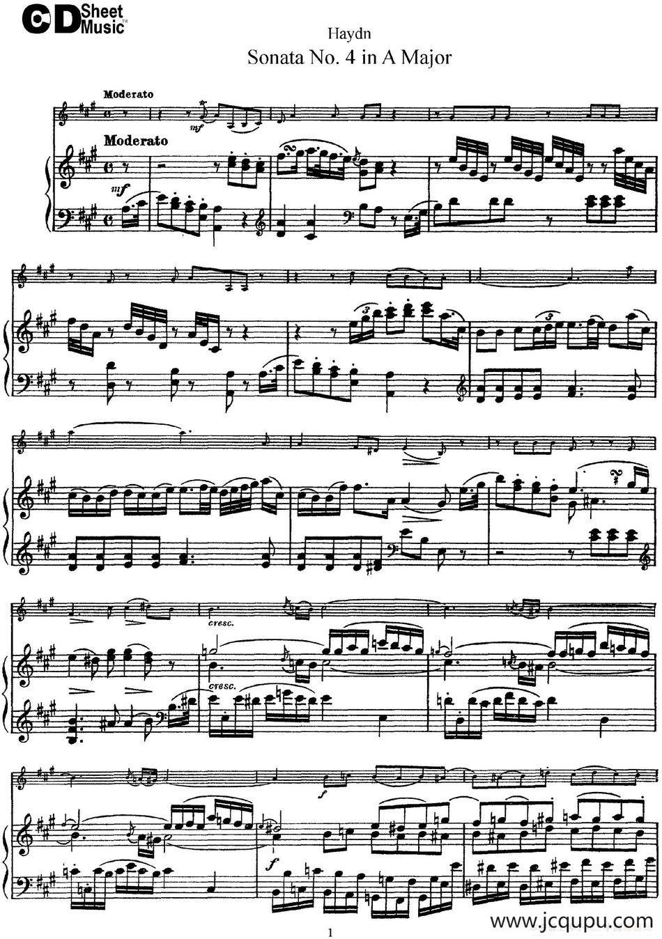 Violin Sonata No.4 in A Major（小提琴+钢琴伴奏）简谱