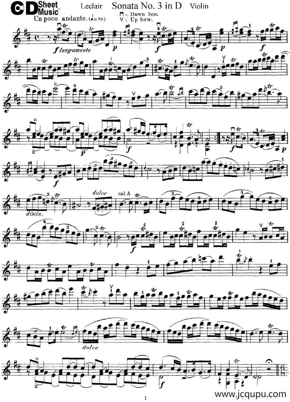 Violin Sonata No.3 In D Major简谱