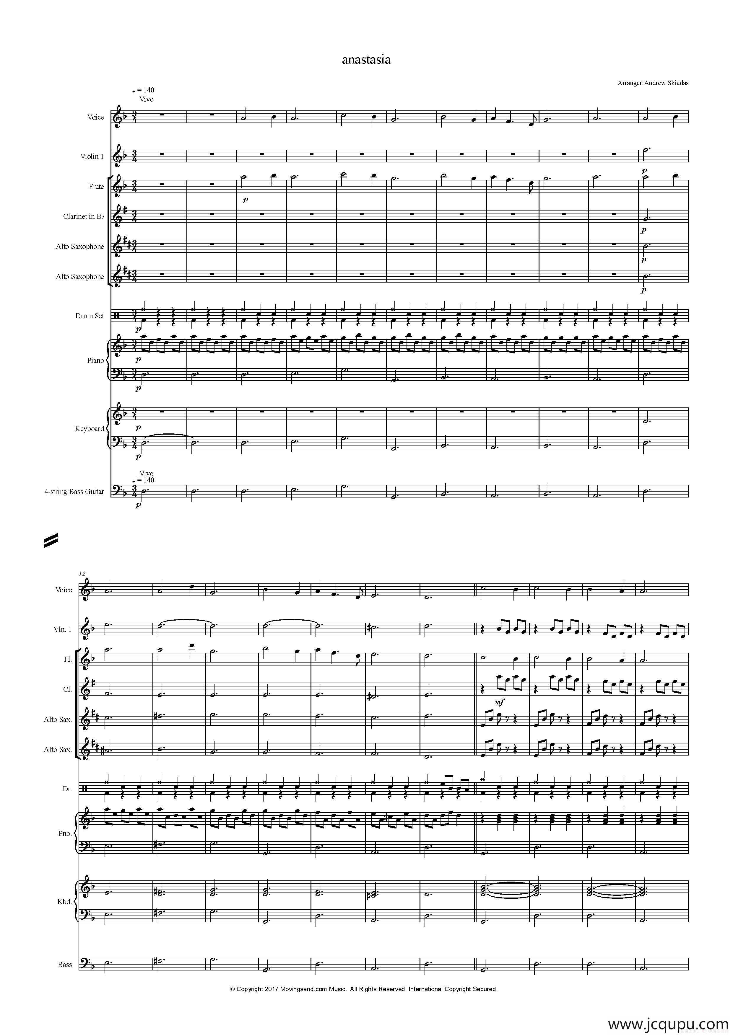 anastasia - Once upon a December（真假公主－安娜塔西亚）简谱