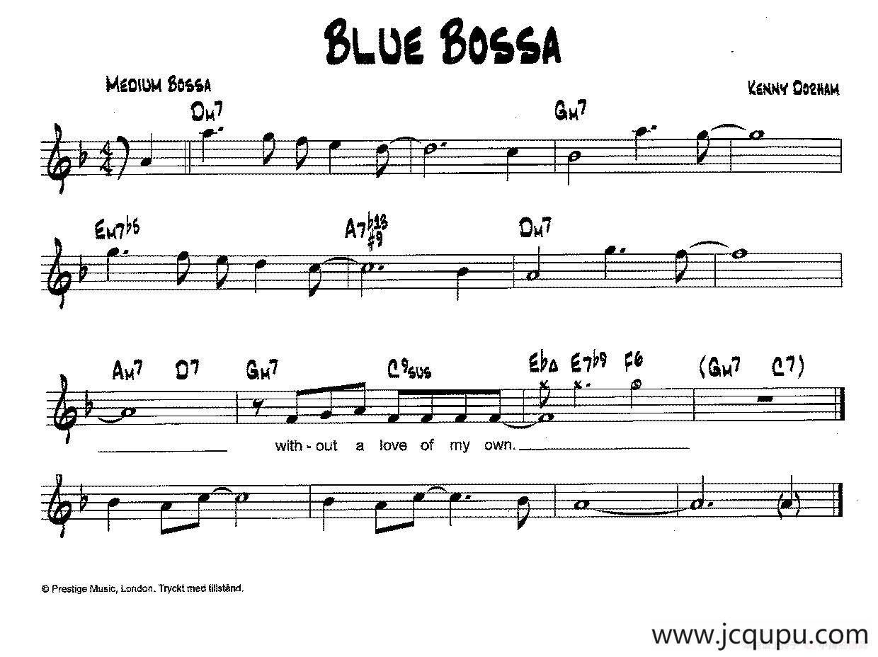降B爵士乐谱：BLUE BOSSA简谱