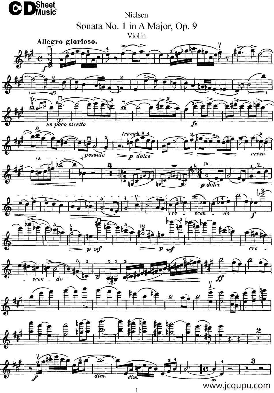 Violin Sonata No.1 in A Major Op.9简谱