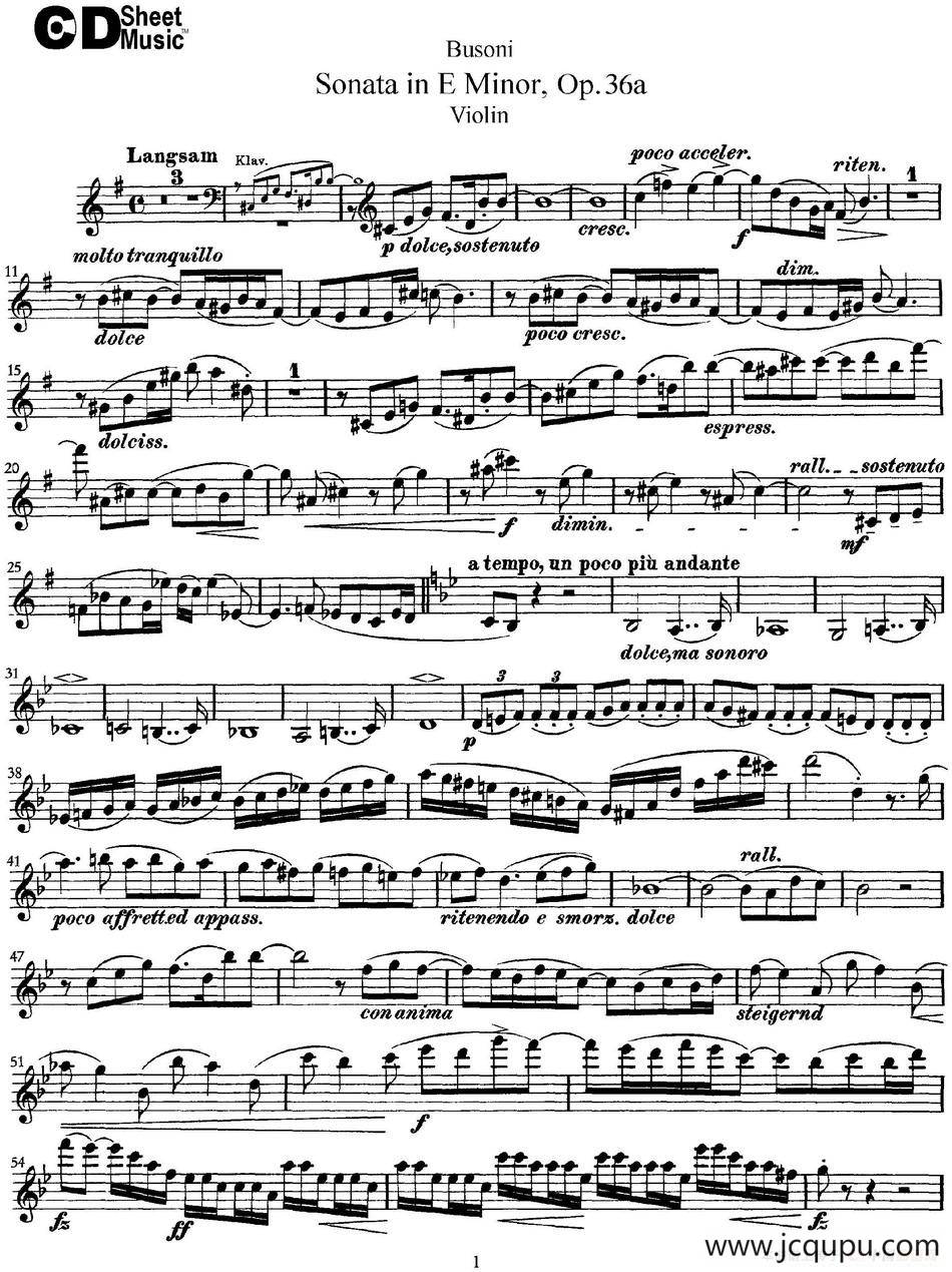 Violin Sonata No.2 in E Minor Op.36简谱