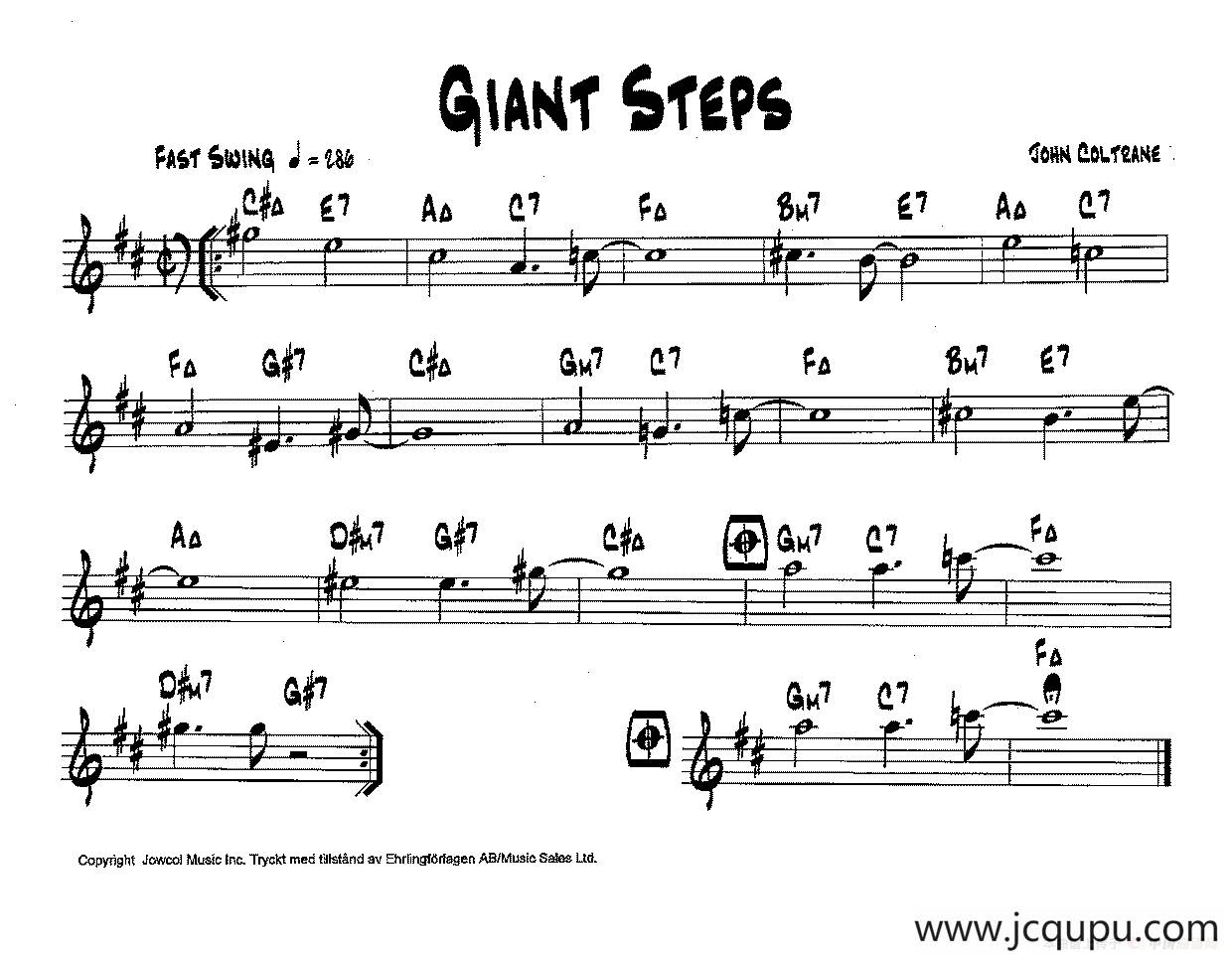 降B爵士乐谱：GIANT STEPS简谱