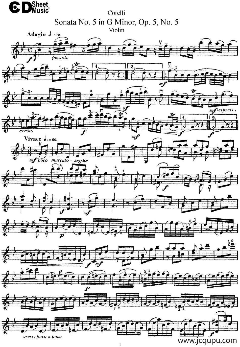 Sonata No.5 in G MinorOp.5 No.5简谱